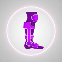 Medical leg orthosis illustration purple design within circular frame