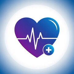 Medical heart symbol with pulse wave and plus sign illustration