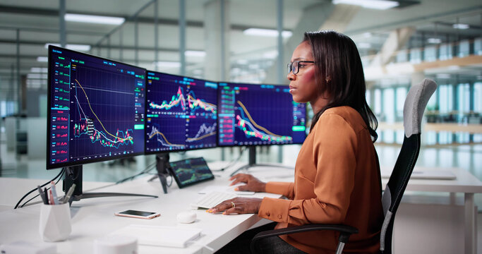 Female Stock Broker Analyzing Market Trends