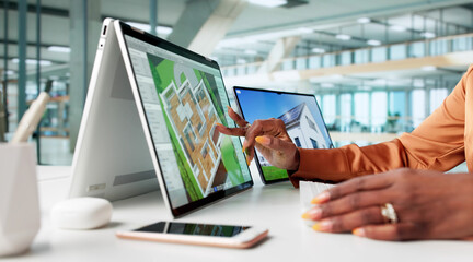 African-American Woman Uses 3D Tablet