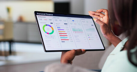 Young Woman Utilizing Online Budgeting App