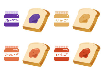 色んなジャムとジャムを塗った食パン