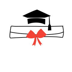 diploma scroll with graduation cap