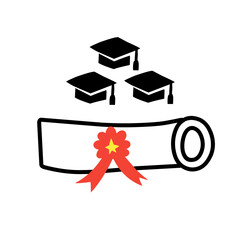diploma scroll with graduation cap