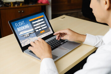 Online flight booking website provide modish reservation system . Travel technology concept .
