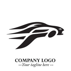 Car Running Fast Logo Symbol in Black on the White Background with Dynamic Speed Design