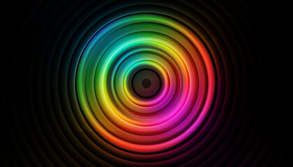 Concentric rainbow rings emanating from a dark center
