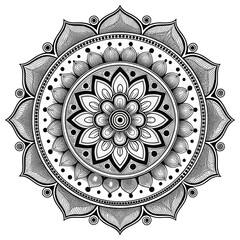 Hand drawn mandala isolated on white background, decorative element for design