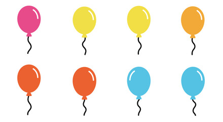 Colorful balloons floating on a white background simple illustration design
