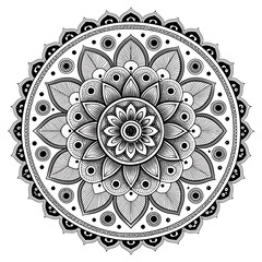 Hand drawn mandala isolated on white background, decorative element for design