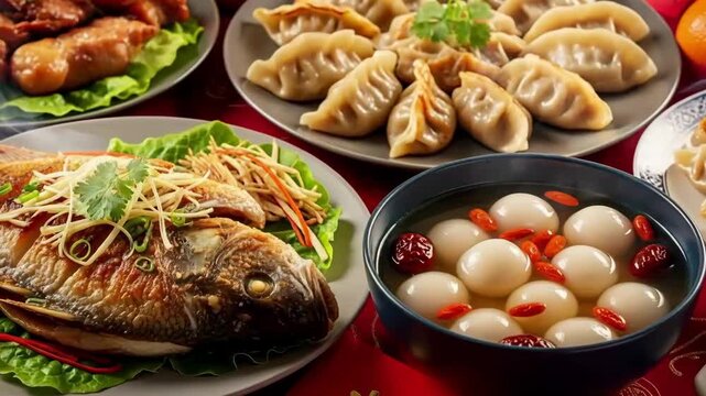 Abundant and Delicious Chinese New Year's Eve Reunion Dinner, a Festive Family Feast