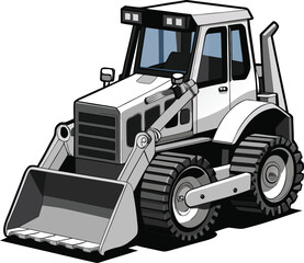 Compact Front End Loader Heavy Equipment Vector Art