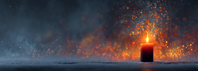 Burning Advent Candle - Abstract Christmas Backgroun