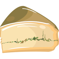 A Slice Of Cheesecake With Green Herbs On A Transparent Background