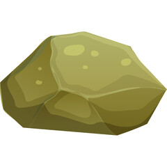 A single textured greenish-brown polygon rock object isolated on a transparent background with subtle light and shadow details and a rough surface texture
