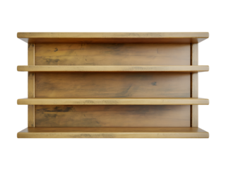 Wooden wall shelf isolated on transparent background