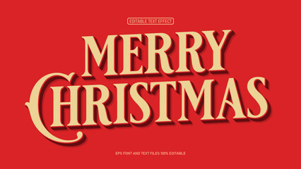 Merry christmas 3d text style vintage editable text effect