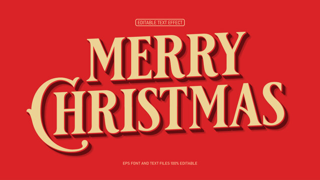 Merry christmas 3d text style vintage editable text effect