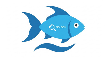 Obraz premium Blue fish biology education concept vector illustration for science and learning resources design project