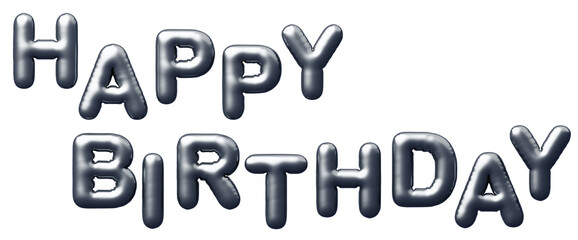 3D画像_風船_HAPPY BIRTHDAY_シルバー