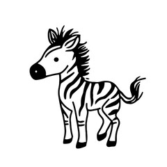 Obraz premium Zebra. Zebra simple black and white line art vector logo