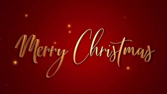 Share warm holiday wishes with an elegant gold-script "Merry Christmas" set against a rich red background perfect for greeting cards, seasonal banners, social media posts, and festive marketing materi