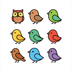 set of funny birds
