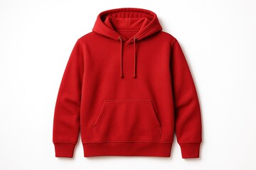 Red Hoodie Apparel: A vivid red hoodie with a classic design, perfect for casual wear and everyday style, showcasing a comfortable and versatile garment.
