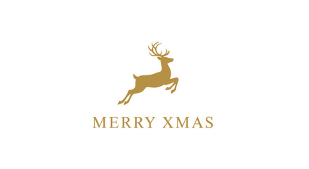 Golden silhouette of a reindeer leaping above the text 