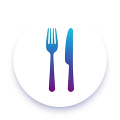 Modern fork and knife illustration against white background