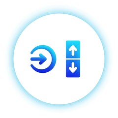 Modern login and up down icon on white background symbolizing technology