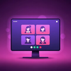 Online meeting illustration digital display of people icons in conference