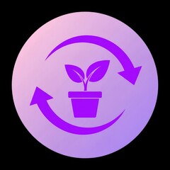 Plant in pot with arrows conceptual design for environmental sustainability