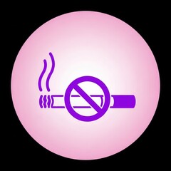 Prohibition of smoking symbol against pink circle on black background