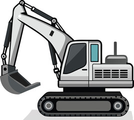 Heavy Excavator Digger Construction Machine Vector Illustration