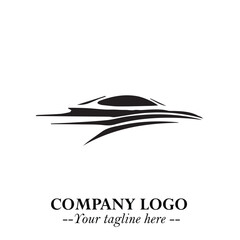 Car Running Fast Logo Symbol in Black on the White Background with Dynamic Speed Design