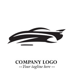 Car Running Fast Logo Symbol in Black on the White Background with Dynamic Speed Design