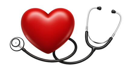 Heart Health Stethoscope Symbol - Medical Care Concept On White