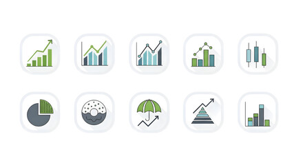 Business Analytics Icon Set: Growth, Charts & Data Visuals