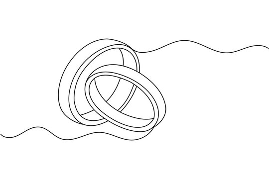 Simple continuous line drawing of diamond engagement ring for wedding concept