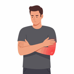Flat Style Man with Elbow Pain and Redness Illustration