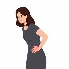 Flat Design Woman with Stomach Pain Illustration Healthcare Concept