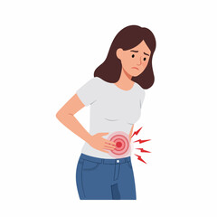 Flat Style Woman with Stomach Pain Illustration Health Problem