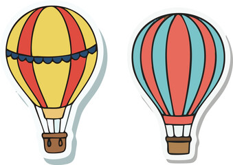 Colorful hot air balloons floating in the sky during a festival, creating a whimsical and joyful atmosphere.