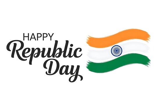Happy republic day greeting with a watercolor indian flag design and elegant typography - Powered by Adobe