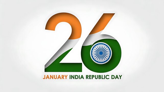 Stylized number 26 with indian flag colors celebrating republic day january twenty sixth