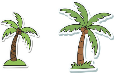 Two palm trees stand tall on a white surface, evoking a tropical and peaceful atmosphere, perfect for summer vacation vibes.