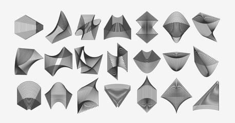 Digital blend line abstract logo design set