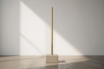 Minimalist floor lamp with dramatic sunlight shadow play