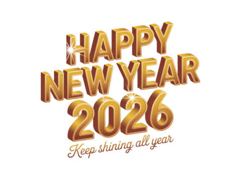 Celebrate the arrival of 2026 with a dazzling golden 'Happy New Year' message, inspiring prosperity and joy for the year ahead.